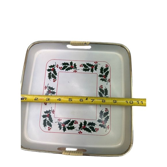 Vintage Stackable MCM 3pc  Christmas Holiday’s lacquer ware serving trays Japan - Picture 9 of 11